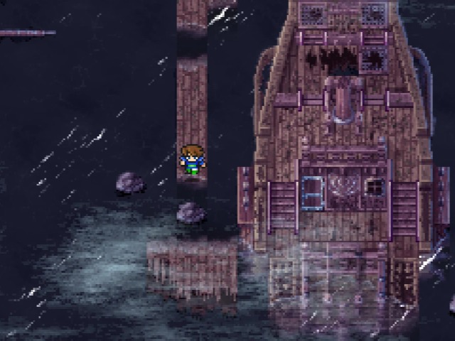 岩場をジャンプ